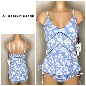 New. Robin Piccone blue floral tankini set. Medium. Retails$204